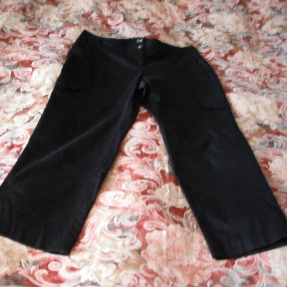 Jones New York Signature Capri Pants Stretch Womens Size-14 Black Pockets New